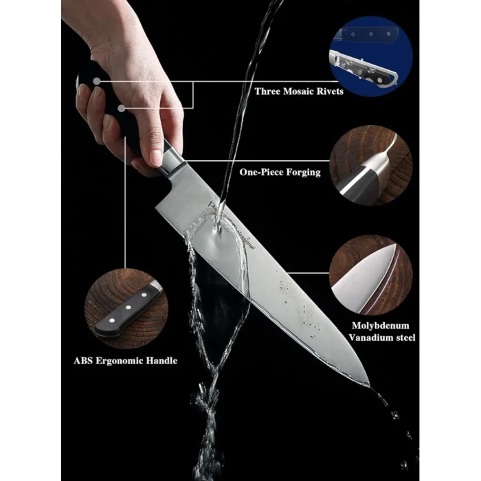 PICASO Western Cooking Knife, 10.6 inch Pro Kitchen Knife Forged from Japanese Molybdenum Vanadium steel, Ultra-sharp Classic Cooks Knife Balanced Ergonomic Handle & Sheath–Safe for Home Kitchen - Image 3