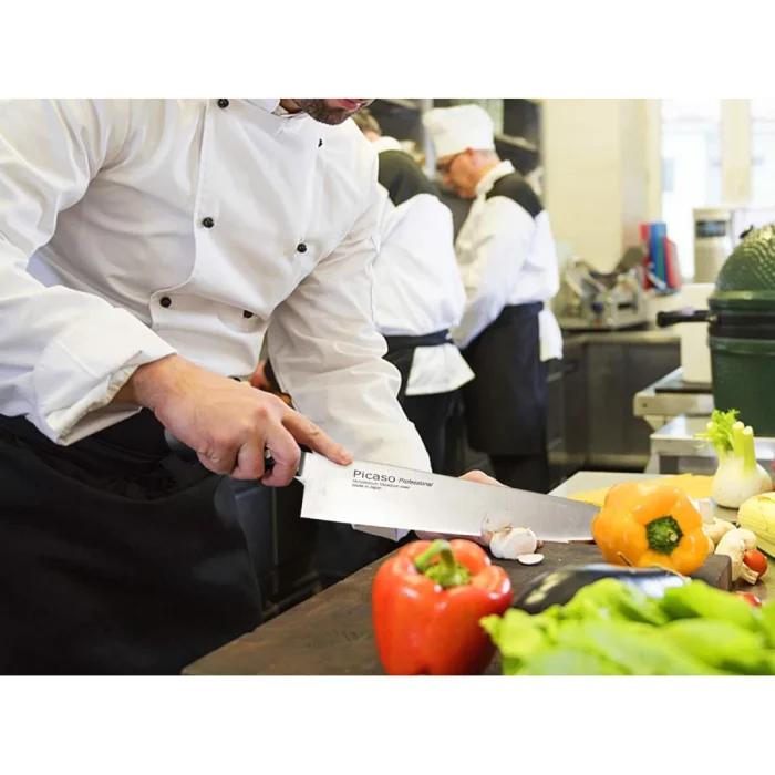 PICASO Western Cooking Knife, 10.6 inch Pro Kitchen Knife Forged from Japanese Molybdenum Vanadium steel, Ultra-sharp Classic Cooks Knife Balanced Ergonomic Handle & Sheath–Safe for Home Kitchen - Image 5