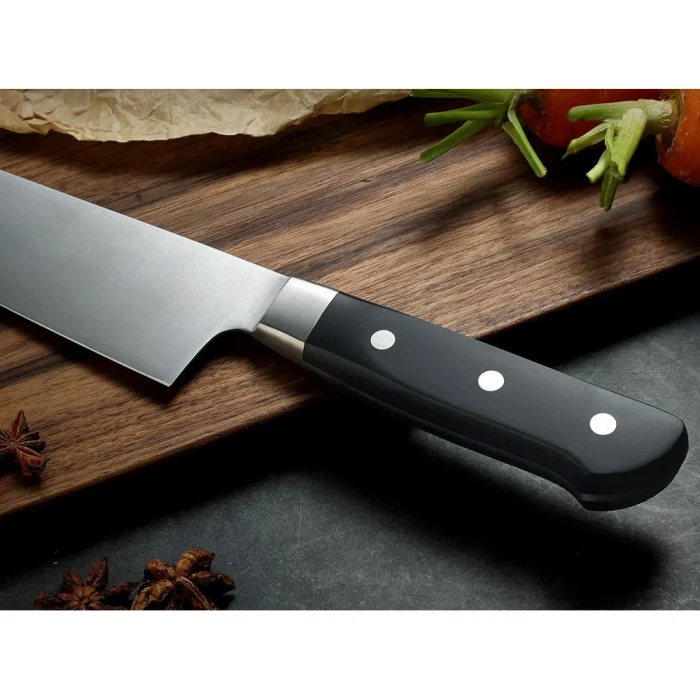 PICASO Western Cooking Knife, 10.6 inch Pro Kitchen Knife Forged from Japanese Molybdenum Vanadium steel, Ultra-sharp Classic Cooks Knife Balanced Ergonomic Handle & Sheath–Safe for Home Kitchen - Image 7