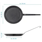 ENAMELSTYL wrought iron frying pan F400, Ø 28 cm, iron pan with wall edge, 400 °C heat resistant, iron pan, scratch-resistant frying pan, uncoated, outdoor cooking, suitable for induction - Image 2