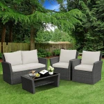 BROYHILL 4-Piece Rattan Sofa Set with Cushions & Tempered Glass Table - Image 6
