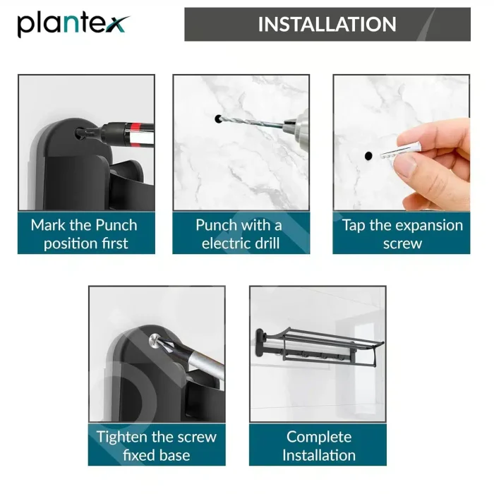 SUS 304 Matt Black Folding Towel Rack - Image 3