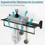 SUS 304 Matt Black Folding Towel Rack - Image 4