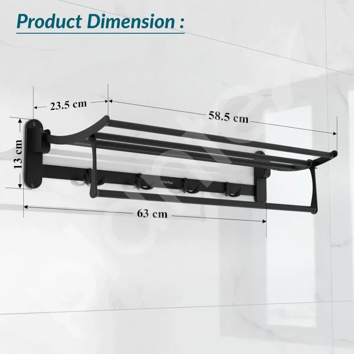SUS 304 Matt Black Folding Towel Rack - Image 5