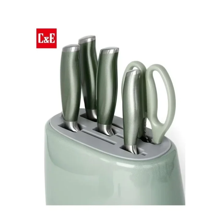 Kitchen knife set, 6-piece set of emerald green sharp knives, suitable for the kitchen, non-stick - Image 4