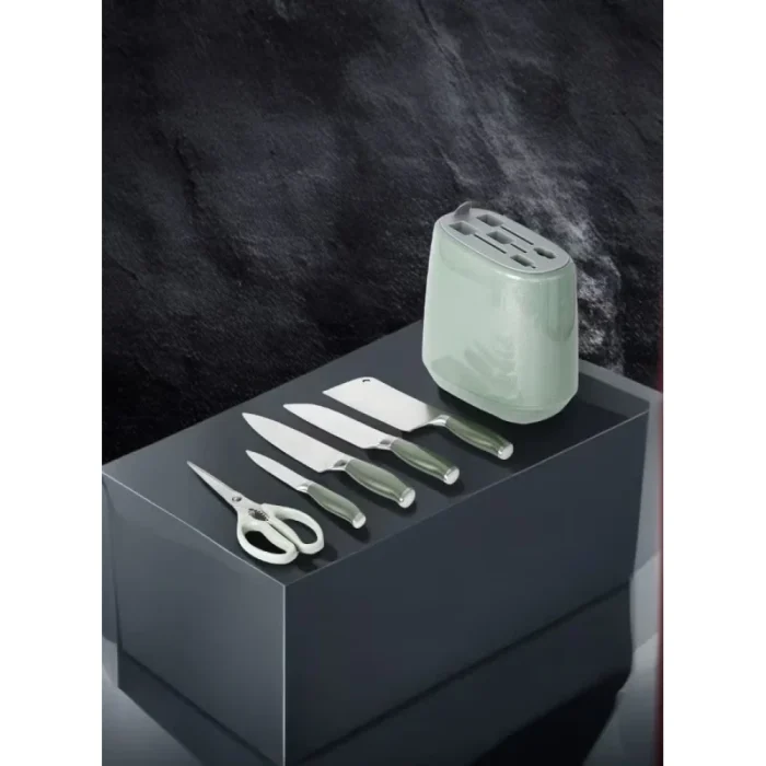 Kitchen knife set, 6-piece set of emerald green sharp knives, suitable for the kitchen, non-stick - Image 5