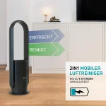 djive ARC Portable 2 in 1 Purifier & Fan with Battery, Quiet, HEPA 14 & UVC Remove Dust, Hair, Virus & Pollen. App, Remote Control, Alexa, for Allergics, Grey - Image 2