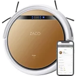 ZACO V5x Robot Vacuum Cleaner with Mop Function, App & Alexa Control, 8.1 cm Flat, Automatic Robot, 2-in-1 Wiping or Vacuuming, for Hard Floors, Fall Protection, with Charging Station, with WiFi