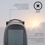 XD Design Bobby Tech Anti-Theft Backpack Wireless Solar Panel Charger USB/Type C - Image 2
