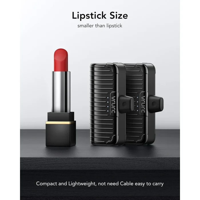 VRURC Mini Portable Charger for iPhone, 2 Packs Power Bank with Built in Cable Small Compact Cute Phone Battery Pack Compatible with iPhone 14/13/12/11/X/8/7/Pro/Max/AirPods Pro, 2 3500mAh Black - Image 2