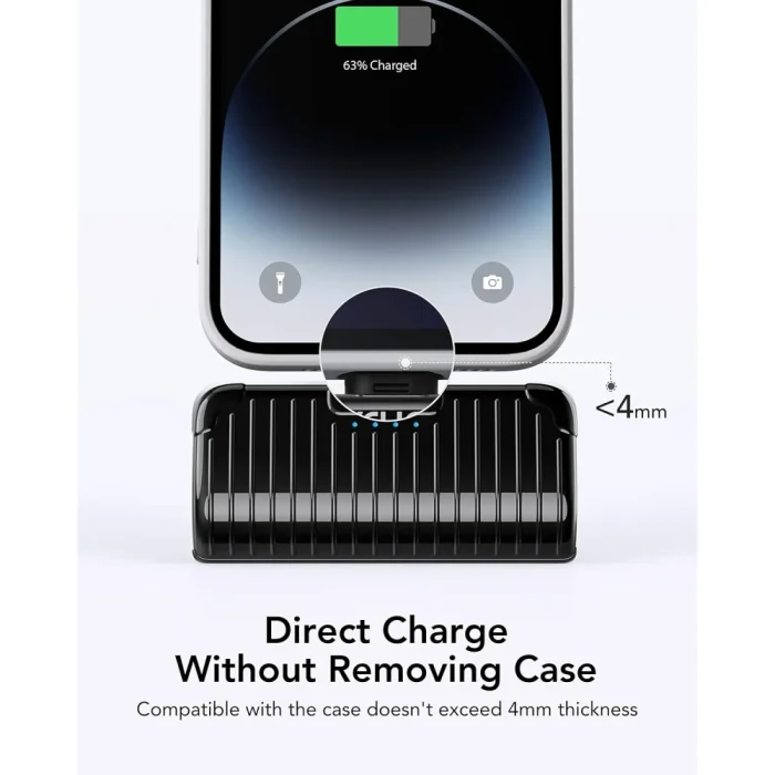 VRURC Mini Portable Charger for iPhone, 2 Packs Power Bank with Built in Cable Small Compact Cute Phone Battery Pack Compatible with iPhone 14/13/12/11/X/8/7/Pro/Max/AirPods Pro, 2 3500mAh Black - Image 4