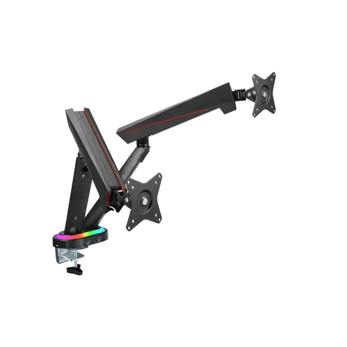 Kogan Full Motion Spring-Assisted RGB Gaming Monitor Mount with USB Hub (Dual) Laptop Holder Combo 17" - 32" - Image 6