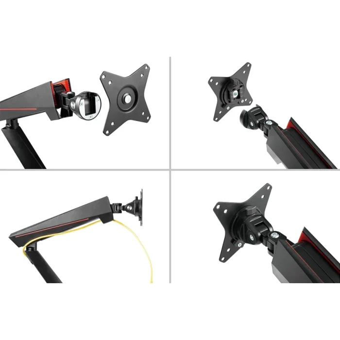 Kogan Full Motion Spring-Assisted RGB Gaming Monitor Mount with USB Hub (Dual) Laptop Holder Combo 17" - 32" - Image 8