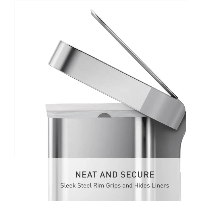 simplehuman 58 Liter / 15.3 Gallon Rectangular Dual Compartment Recycling Step, Brushed Stainless Steel with Soft-Close Plastic Lid Kitchen Trash Can - Image 3