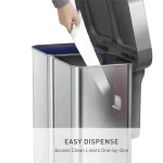 simplehuman 58 Liter / 15.3 Gallon Rectangular Dual Compartment Recycling Step, Brushed Stainless Steel with Soft-Close Plastic Lid Kitchen Trash Can - Image 5