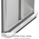 simplehuman 58 Liter / 15.3 Gallon Rectangular Dual Compartment Recycling Step, Brushed Stainless Steel with Soft-Close Plastic Lid Kitchen Trash Can - Image 7