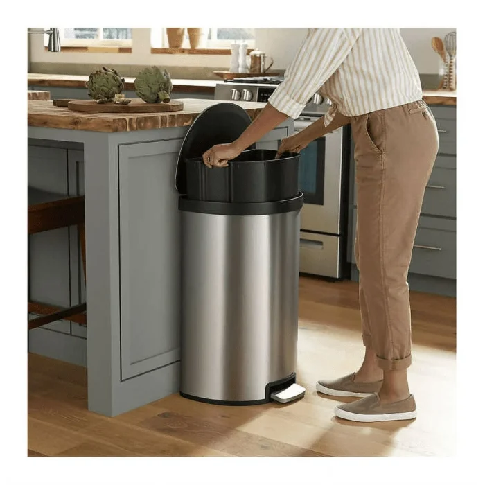 Kohler 45L Semi-Round Step Trash Can, Stainless Steel - Image 4