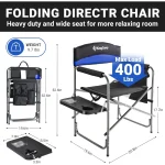 KingCamp Camping Chair with Padded Folding Portable Seats, Blue Black