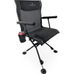 Black Sierra Nitro Pro XL 360 Degree Silent Swivel Hunt Chair, for Hunting and Fishing, Padded Folding Chair Supports 300 Lbs, with Armrests, Adjustable Legs, Cupholder and Carry Strap