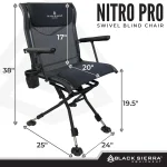 Black Sierra Nitro Pro XL 360 Degree Silent Swivel Hunt Chair, for Hunting and Fishing, Padded Folding Chair Supports 300 Lbs, with Armrests, Adjustable Legs, Cupholder and Carry Strap - Image 2
