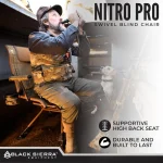 Black Sierra Nitro Pro XL 360 Degree Silent Swivel Hunt Chair, for Hunting and Fishing, Padded Folding Chair Supports 300 Lbs, with Armrests, Adjustable Legs, Cupholder and Carry Strap - Image 3