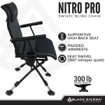 Black Sierra Nitro Pro XL 360 Degree Silent Swivel Hunt Chair, for Hunting and Fishing, Padded Folding Chair Supports 300 Lbs, with Armrests, Adjustable Legs, Cupholder and Carry Strap - Image 5