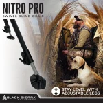 Black Sierra Nitro Pro XL 360 Degree Silent Swivel Hunt Chair, for Hunting and Fishing, Padded Folding Chair Supports 300 Lbs, with Armrests, Adjustable Legs, Cupholder and Carry Strap - Image 6