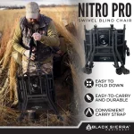 Black Sierra Nitro Pro XL 360 Degree Silent Swivel Hunt Chair, for Hunting and Fishing, Padded Folding Chair Supports 300 Lbs, with Armrests, Adjustable Legs, Cupholder and Carry Strap - Image 8