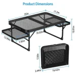 Camping Table with Wing Panels, Folding Short Picnic Table/Outdoor Table with 2 Side Panels, Sturdy Metal Low Table for Sitting, Easy Carry, Waterproof and Heat Resistant - Image 3