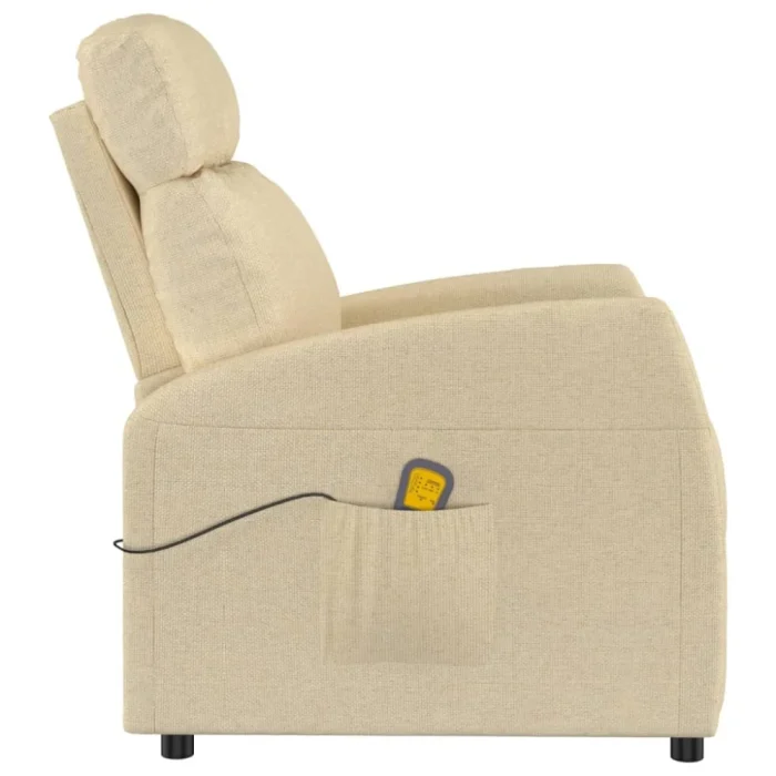 VidaXL Massage Chair Cream Fabric - Image 3