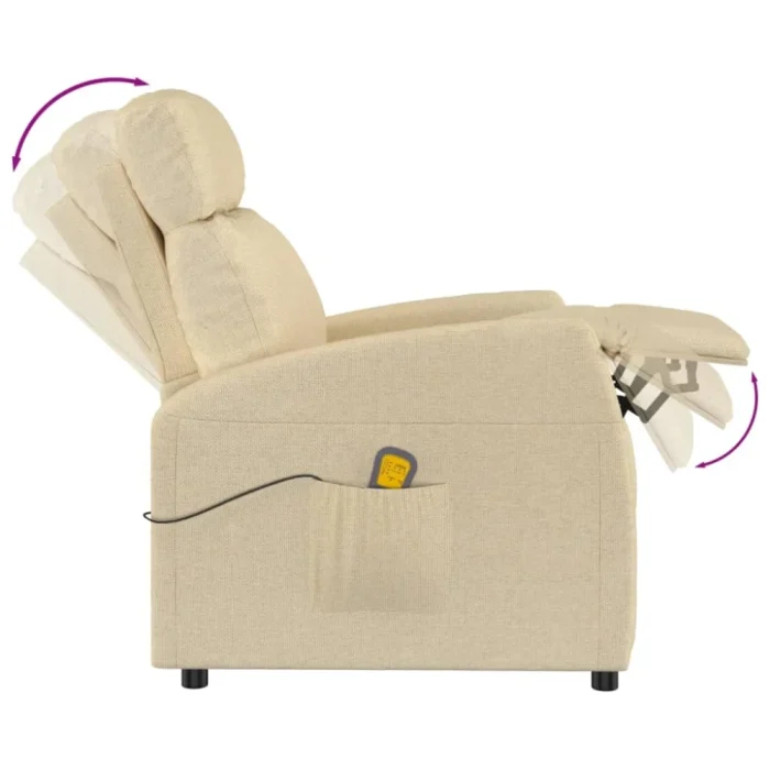 VidaXL Massage Chair Cream Fabric - Image 6
