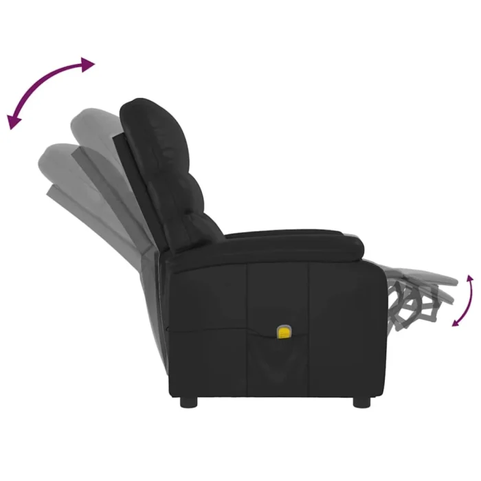 VidaXL Massage Chair Black Faux Leather - Image 4