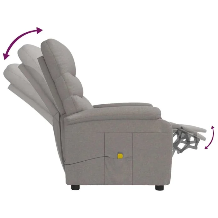 vidaXL Massage Chair Taupe Fabric - Image 3