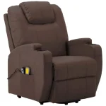 vidaXL Massage Stand-up Chair Brown Faux Leather Power Lift Recliner Furniture