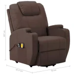vidaXL Massage Stand-up Chair Brown Faux Leather Power Lift Recliner Furniture - Image 3
