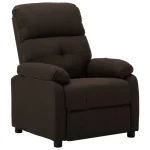 Vida XL reclining armchair in dark brown fabric. - Image 2