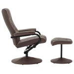 vidaXL TV Armchair with Foot Stool Brown Faux Leather - Image 2