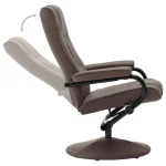 vidaXL TV Armchair with Foot Stool Brown Faux Leather - Image 3