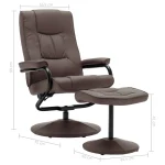 vidaXL TV Armchair with Foot Stool Brown Faux Leather - Image 4