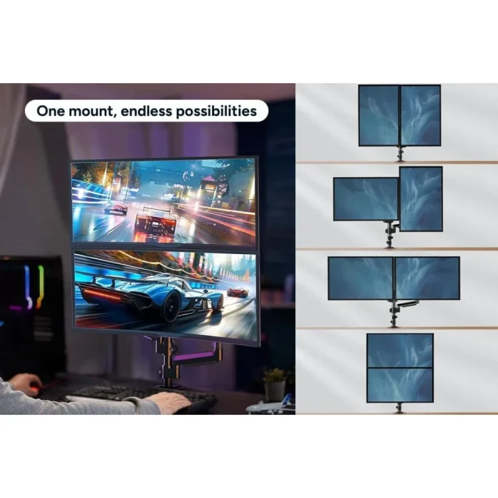 Kogan Full Motion Gas Spring Dual Stacking Monitor Arm for 17"- 32" - Image 7