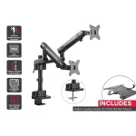 Kogan Full Motion Spring-Assisted Height Adjustable Dual Monitor Mount Pro Laptop Holder Combo 17" - 32"