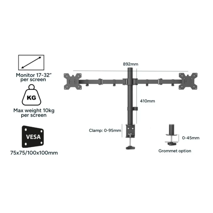 Kogan Articulating Dual Monitor Mount for 17"- 32" Monitors - Image 6