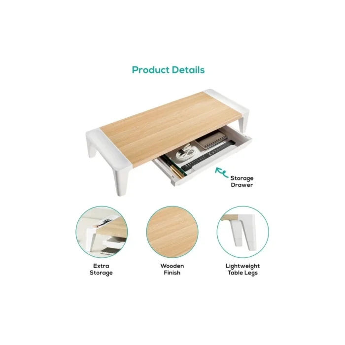 Kogan Wood Top Monitor & Laptop Stand with USB 3.0 Hub and Qi Charger - Image 4