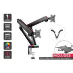 Kogan Full Motion Spring-Assisted RGB Gaming Monitor Mount with USB Hub (Dual) Laptop Holder Combo 17" - 32" - Image 2