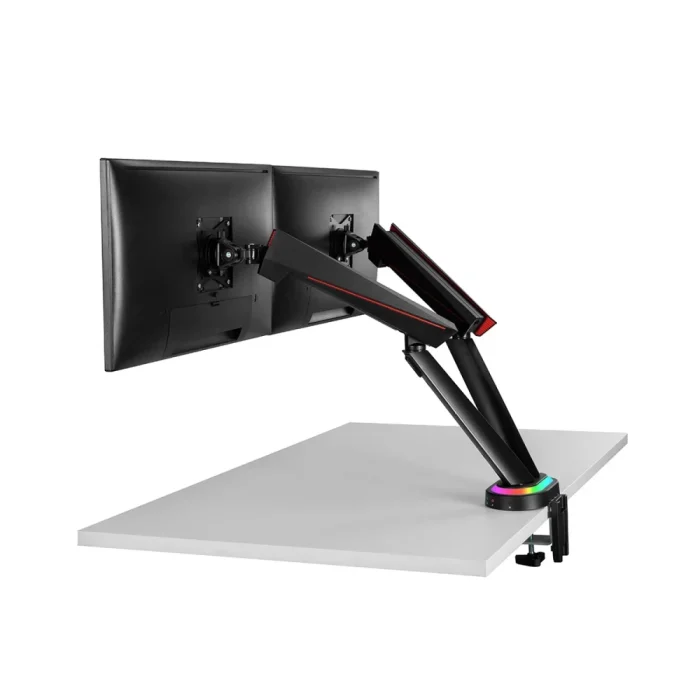 Kogan Full Motion Spring-Assisted RGB Gaming Monitor Mount with USB Hub (Dual) Laptop Holder Combo 17" - 32" - Image 4