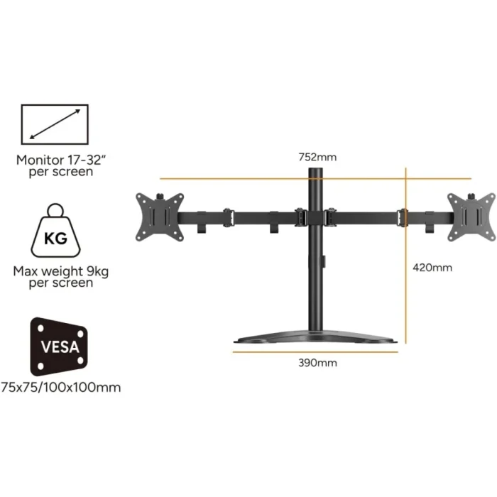 Kogan Articulating Freestanding Dual Monitor Stand for 17" - 32" Monitors - KAMMFS12DB - Image 5