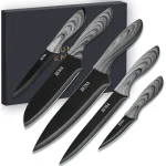 EUNA 5 PCS Kitchen Knife Set, Ultra-Sharp Chef Knives High Carbon Stainless Steel Professional Cooking Knife Set with Ergonomic Handle, Sheaths and Gift Box
