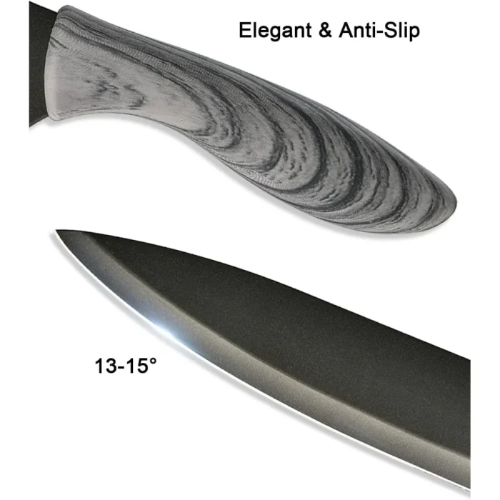 EUNA 5 PCS Kitchen Knife Set, Ultra-Sharp Chef Knives High Carbon Stainless Steel Professional Cooking Knife Set with Ergonomic Handle, Sheaths and Gift Box - Image 4