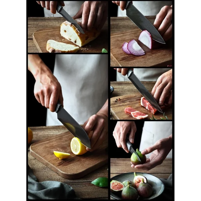 EUNA 5 PCS Kitchen Knife Set, Ultra-Sharp Chef Knives High Carbon Stainless Steel Professional Cooking Knife Set with Ergonomic Handle, Sheaths and Gift Box - Image 5