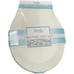 J&V Textiles Toilet Seat With Easy Clean & Change Hinge, Beveled Edges (White)